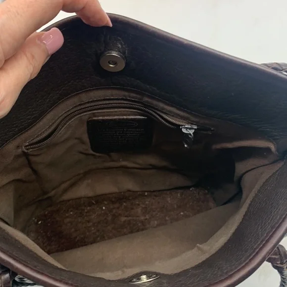 Brighton Vintage Brown Leather Braided Shoulder Bag BRN5279C - Picture 7 of 13